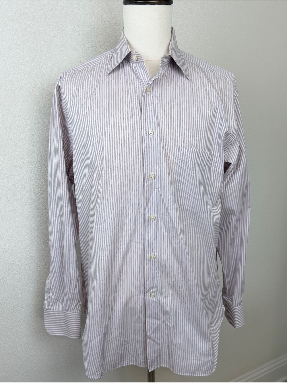 Ermenegildo Zegna men’s luxury long sleeve dress shirt featuring a classic white